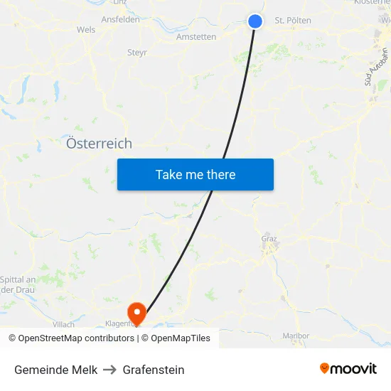 Gemeinde Melk to Grafenstein map