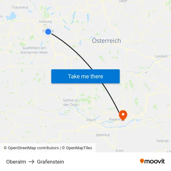 Oberalm to Grafenstein map