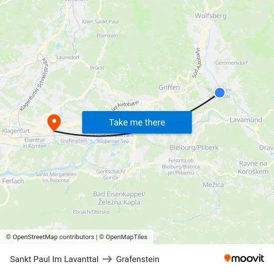 Sankt Paul Im Lavanttal to Grafenstein map