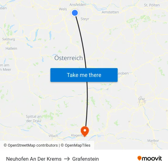 Neuhofen An Der Krems to Grafenstein map