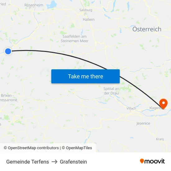 Gemeinde Terfens to Grafenstein map