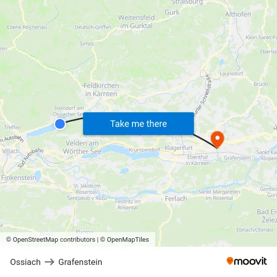 Ossiach to Grafenstein map