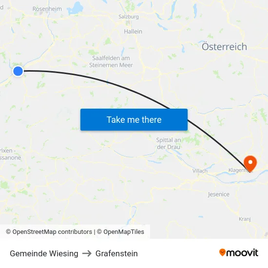 Gemeinde Wiesing to Grafenstein map
