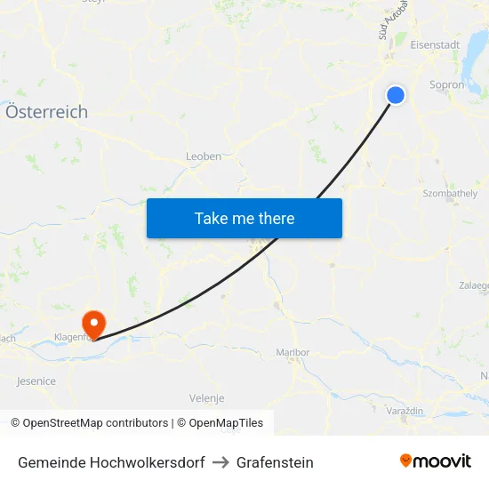 Gemeinde Hochwolkersdorf to Grafenstein map