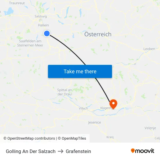 Golling An Der Salzach to Grafenstein map