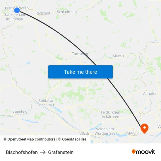 Bischofshofen to Grafenstein map