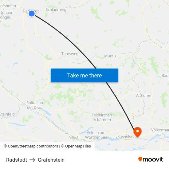Radstadt to Grafenstein map