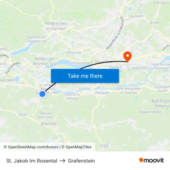 St. Jakob Im Rosental to Grafenstein map