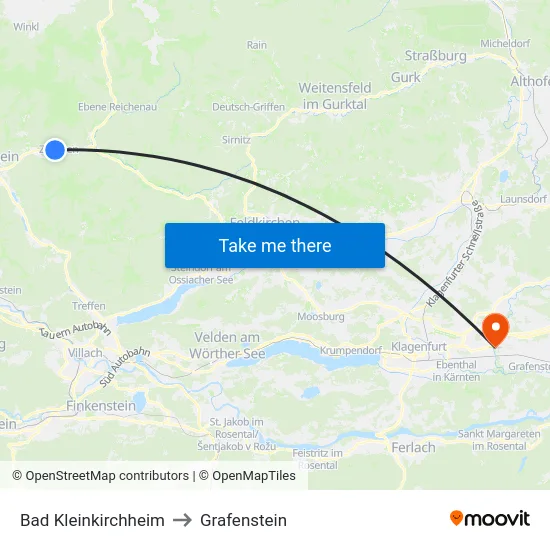Bad Kleinkirchheim to Grafenstein map