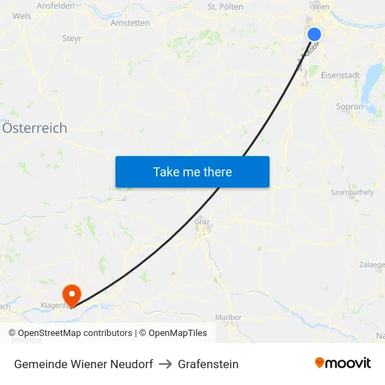 Gemeinde Wiener Neudorf to Grafenstein map
