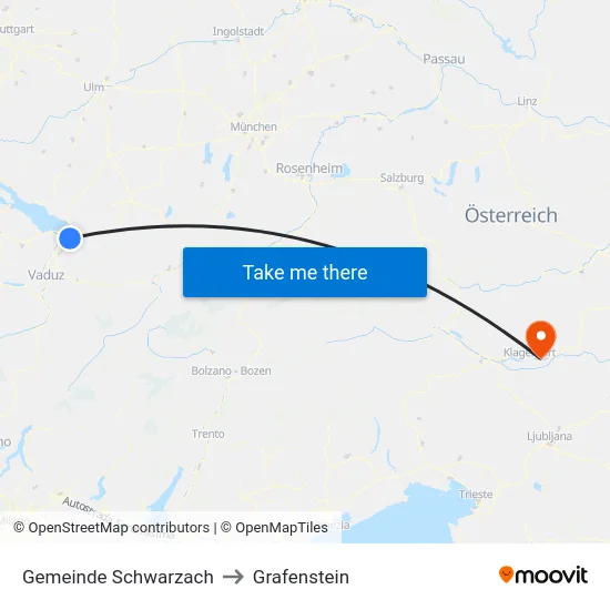Gemeinde Schwarzach to Grafenstein map
