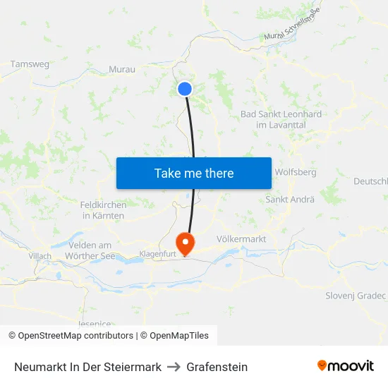 Neumarkt In Der Steiermark to Grafenstein map