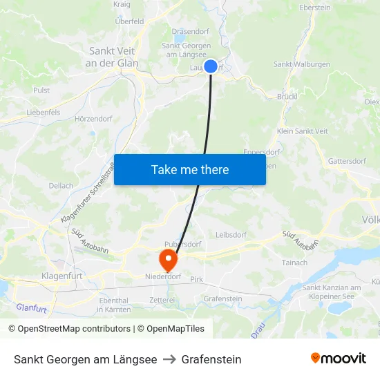 Sankt Georgen am Längsee to Grafenstein map