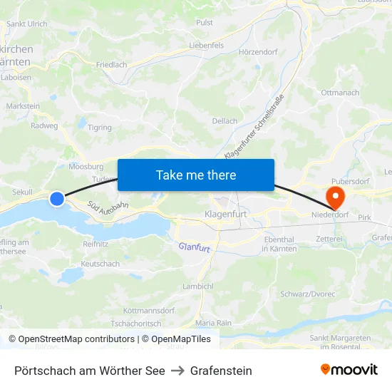 Pörtschach am Wörther See to Grafenstein map