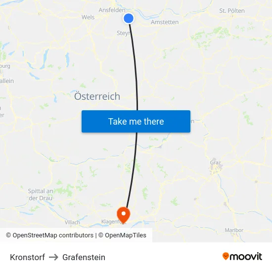 Kronstorf to Grafenstein map