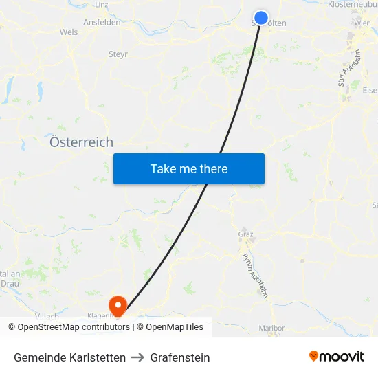 Gemeinde Karlstetten to Grafenstein map