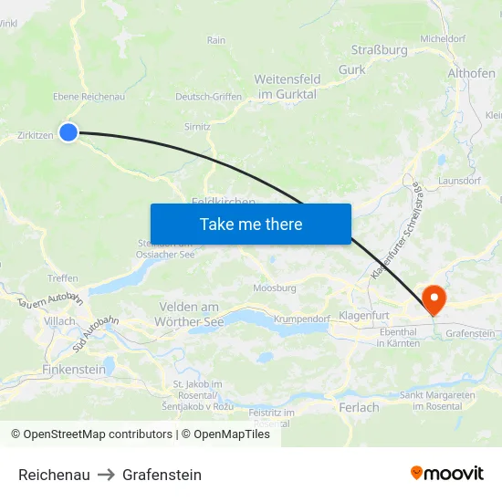 Reichenau to Grafenstein map
