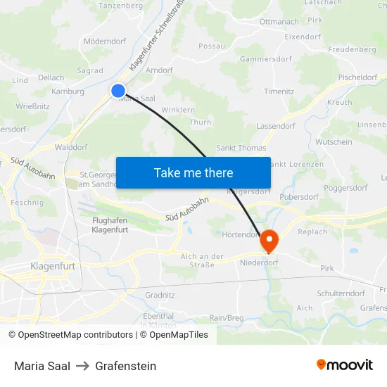 Maria Saal to Grafenstein map