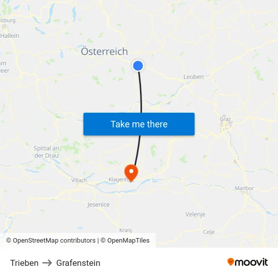 Trieben to Grafenstein map