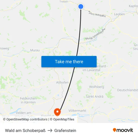 Wald am Schoberpaß to Grafenstein map