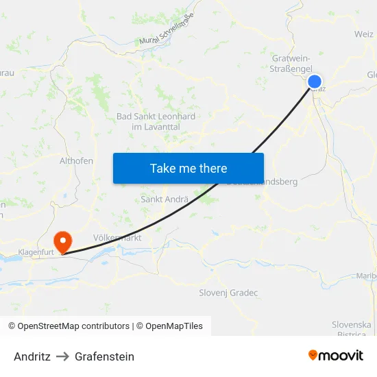 Andritz to Grafenstein map