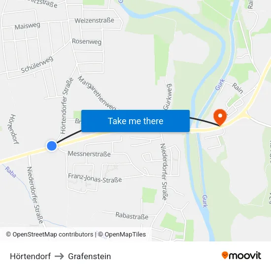 Hörtendorf to Grafenstein map