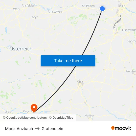 Maria Anzbach to Grafenstein map