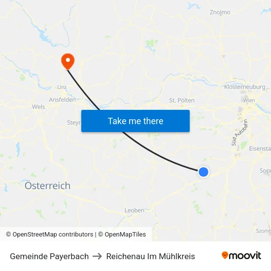 Gemeinde Payerbach to Reichenau Im Mühlkreis map