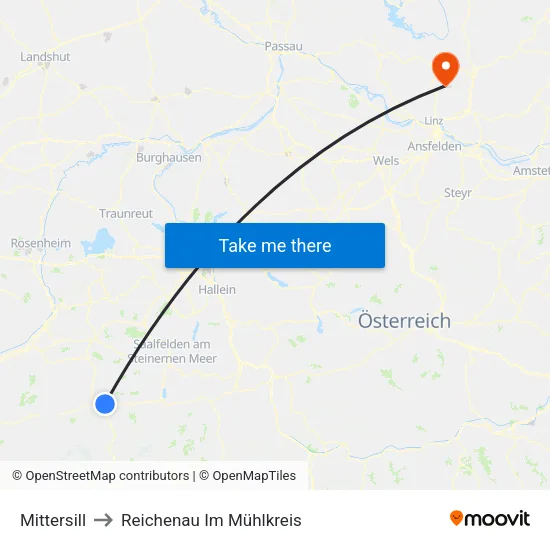 Mittersill to Reichenau Im Mühlkreis map