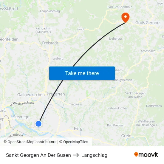 Sankt Georgen An Der Gusen to Langschlag map