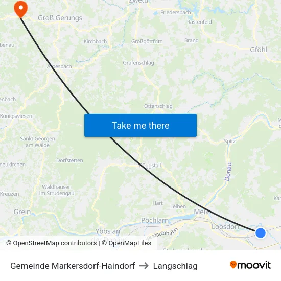 Gemeinde Markersdorf-Haindorf to Langschlag map