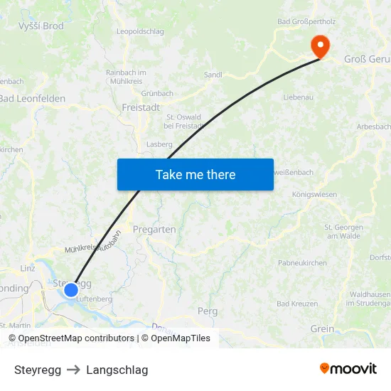 Steyregg to Langschlag map