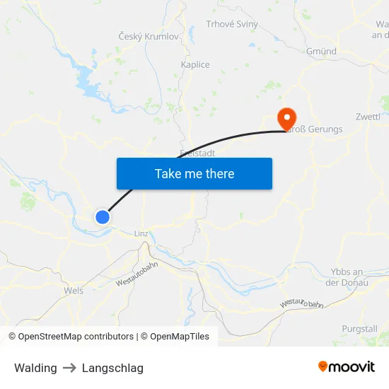 Walding to Langschlag map