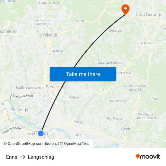 Enns to Langschlag map