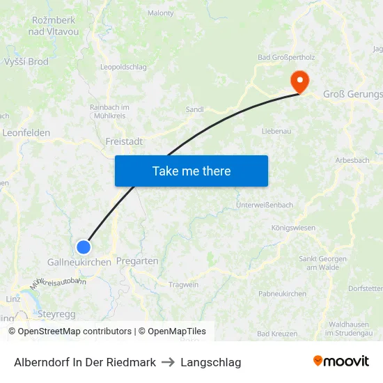 Alberndorf In Der Riedmark to Langschlag map