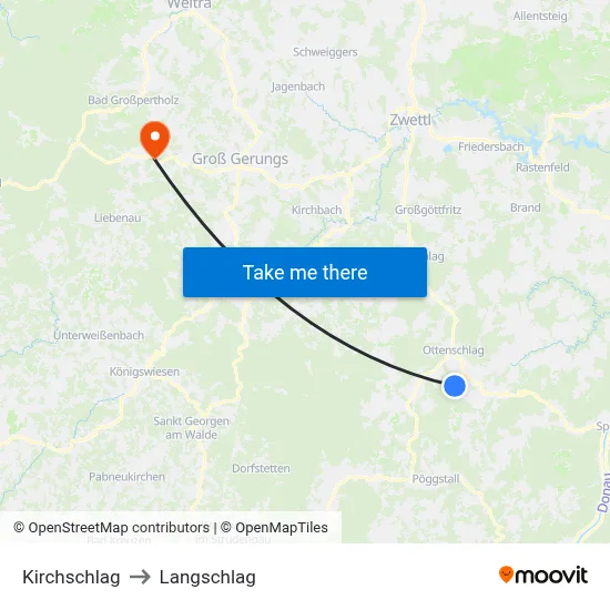 Kirchschlag to Langschlag map