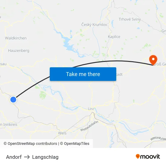 Andorf to Langschlag map