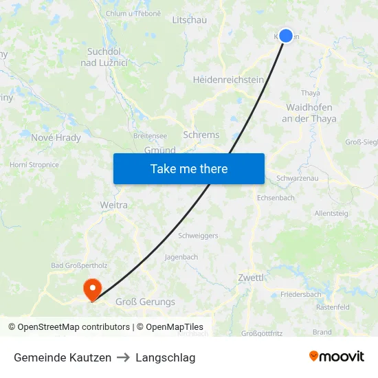Gemeinde Kautzen to Langschlag map