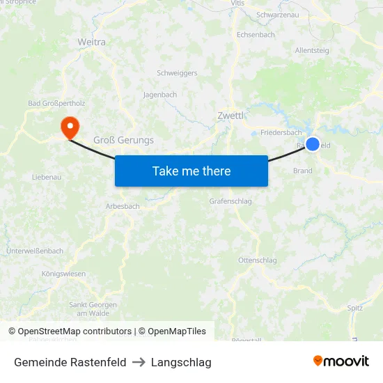 Gemeinde Rastenfeld to Langschlag map