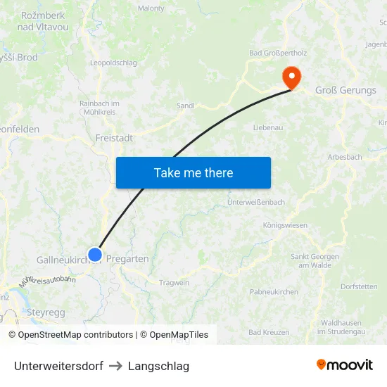 Unterweitersdorf to Langschlag map