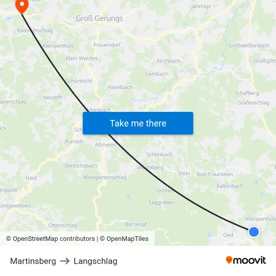 Martinsberg to Langschlag map