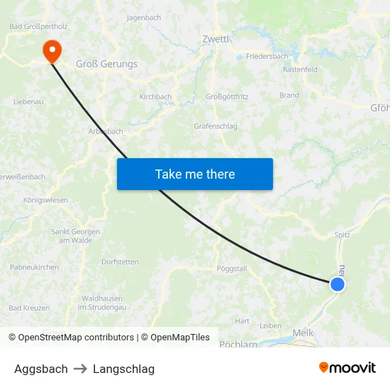 Aggsbach to Langschlag map