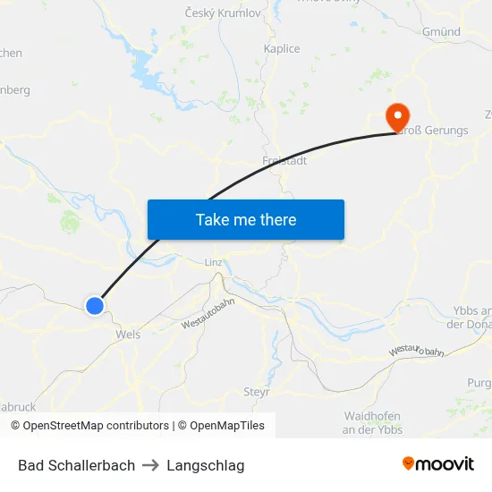 Bad Schallerbach to Langschlag map