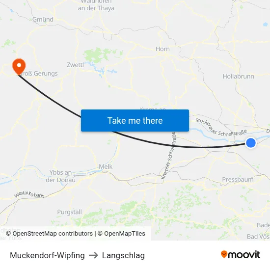Muckendorf-Wipfing to Langschlag map