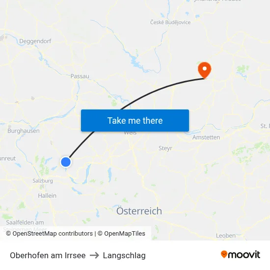 Oberhofen am Irrsee to Langschlag map