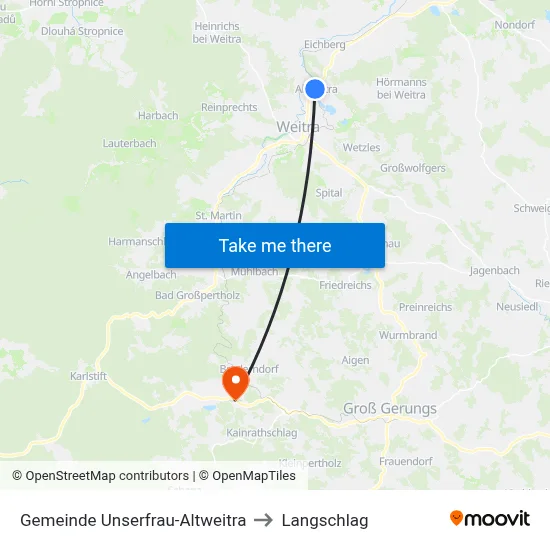 Gemeinde Unserfrau-Altweitra to Langschlag map