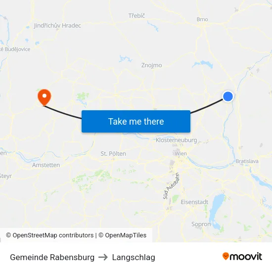 Gemeinde Rabensburg to Langschlag map