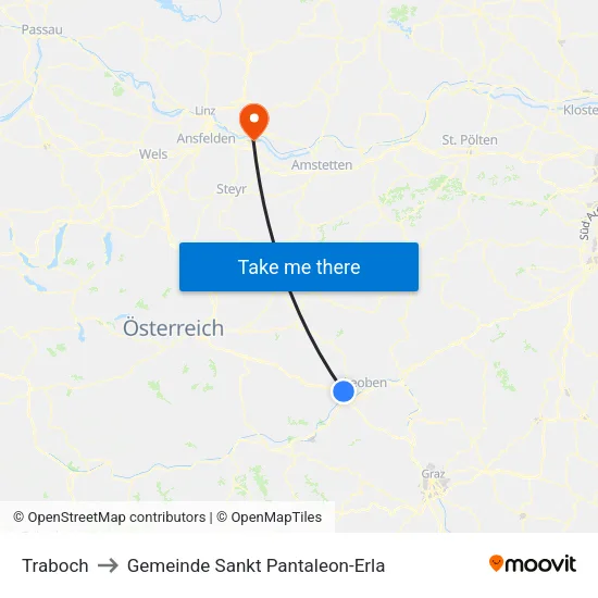 Traboch to Gemeinde Sankt Pantaleon-Erla map