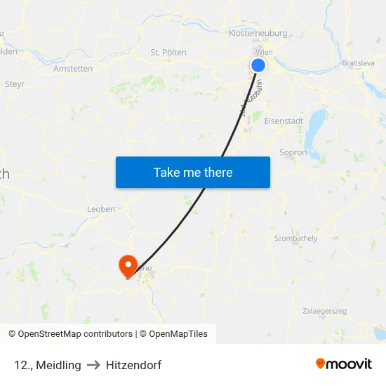 12., Meidling to Hitzendorf map