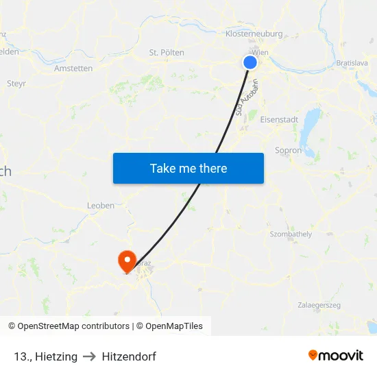 13., Hietzing to Hitzendorf map